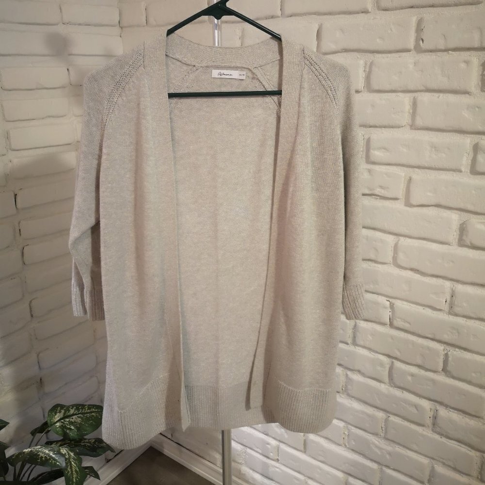 Reitmans Ladies 3/4 Length Sleeves Size XS Light Grey Lightweight Open Cardigan